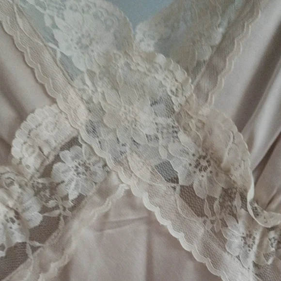 Abercrombie & Fitch Cream Satin Lace Midi Maxi Slip Dress Side Zipper Size XS - Picture 3 of 14